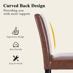 LSSPAID Dining Chairs Set of 2, Modern Stylish PU Leather Upholstered Parson Chair, Dining Room Chairs with Solid Wood Legs for Kitchen Living Room, Brown
