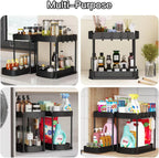 Multi-Purpose Pull-Out Storage Organizers, Under Sink & Cabinet Storage, 12.8 Inch, White (黑色)