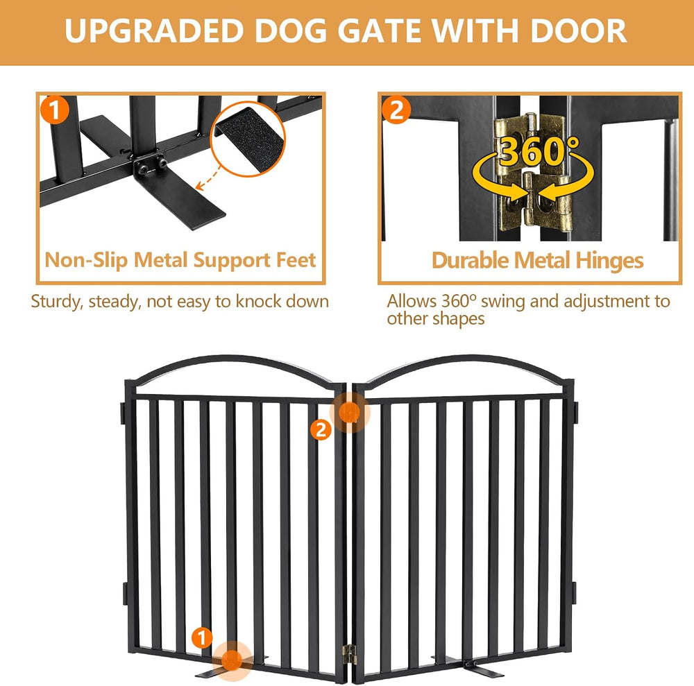 Malier Metal Freestanding Dog Gates, Outdoor Indoor Dog Fences, Extra Wide Fo...