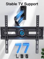 Pipishell Full Motion TV Wall Mount for Most 26-65 inch Flat & Curved TVs up to 77 lbs, Adjustable Bracket Height, Corner TV Mount with Single Articulating Arm, Max VESA 400x400mm, PIMF9