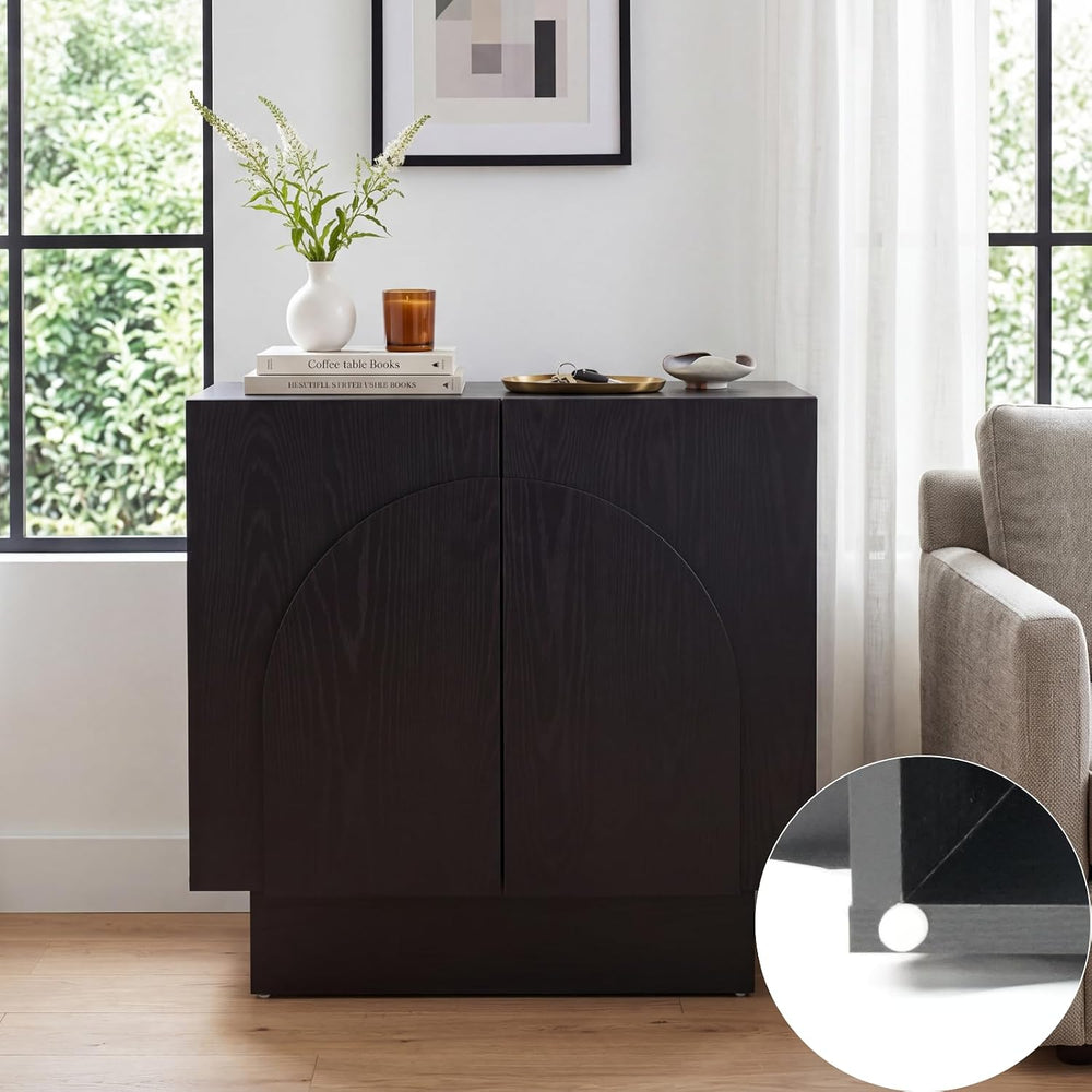 Ya-Home Black Sideboard Buffet Cabinet with Storage, 31.5” Modern Sideboard C...