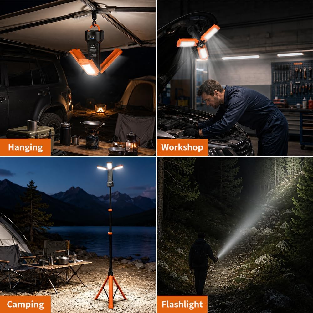 15000 mAh Camping Light with Stand Work Light Camp Lanterns