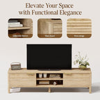 TV Stand for Living Room - up to 65 Inch TVs Mid Century Modern Entertainment Center with Storage and Adjustable Shelves, Media Console Table Oak 59"