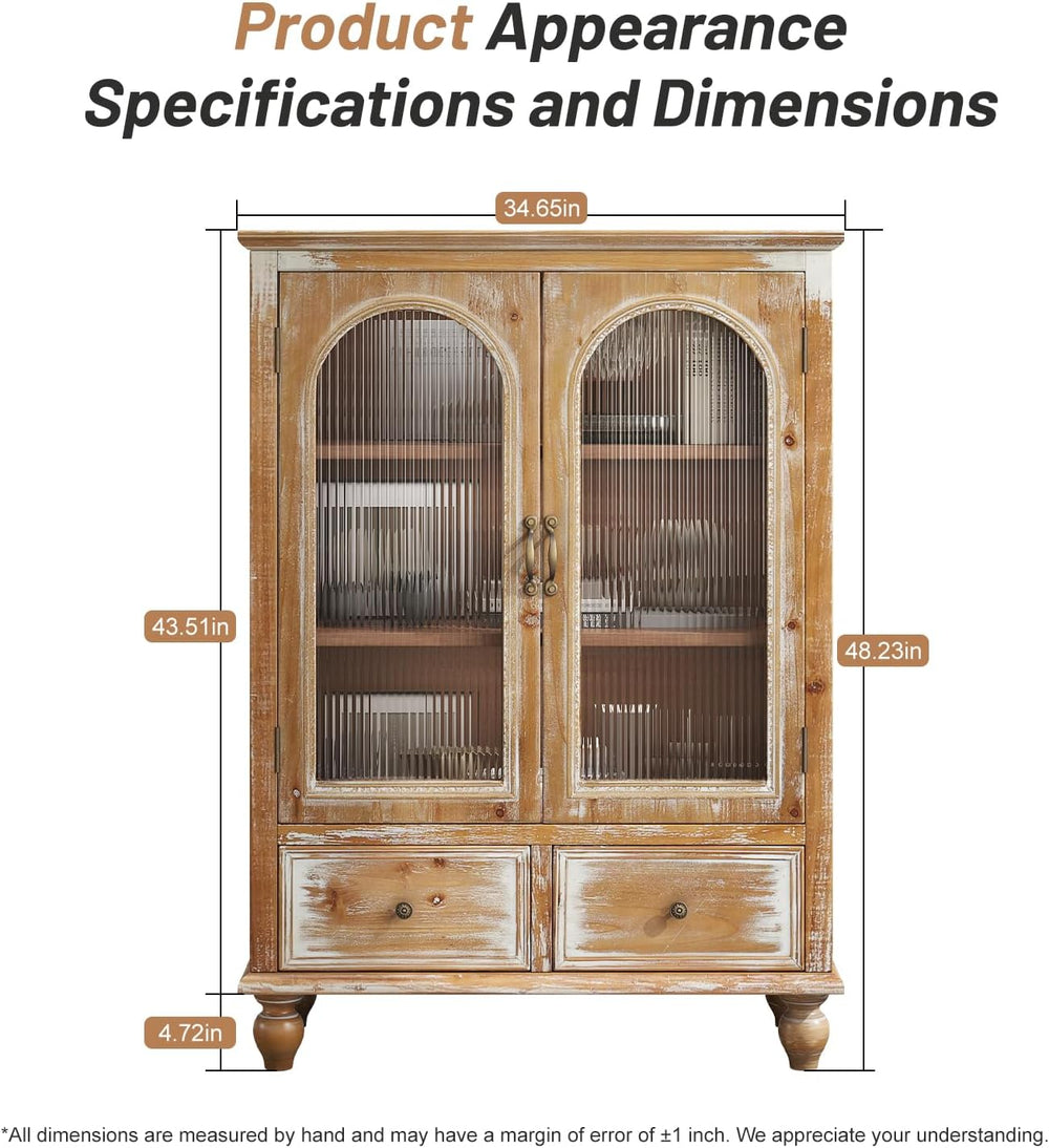 LKTART Solid Wood Storage Cabinet, Kitchen Sideboard Buffet Pantry Cabinet wi...