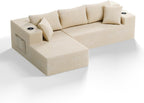 Realbear 108" Cloud Sectional Boneless Couch Sofa with L-Shape Chaise, Modular Sectional Couch with Deep Seat for Living Room Bedroom, No Assembly Required (Beige, 108" Left Facing Chaise)