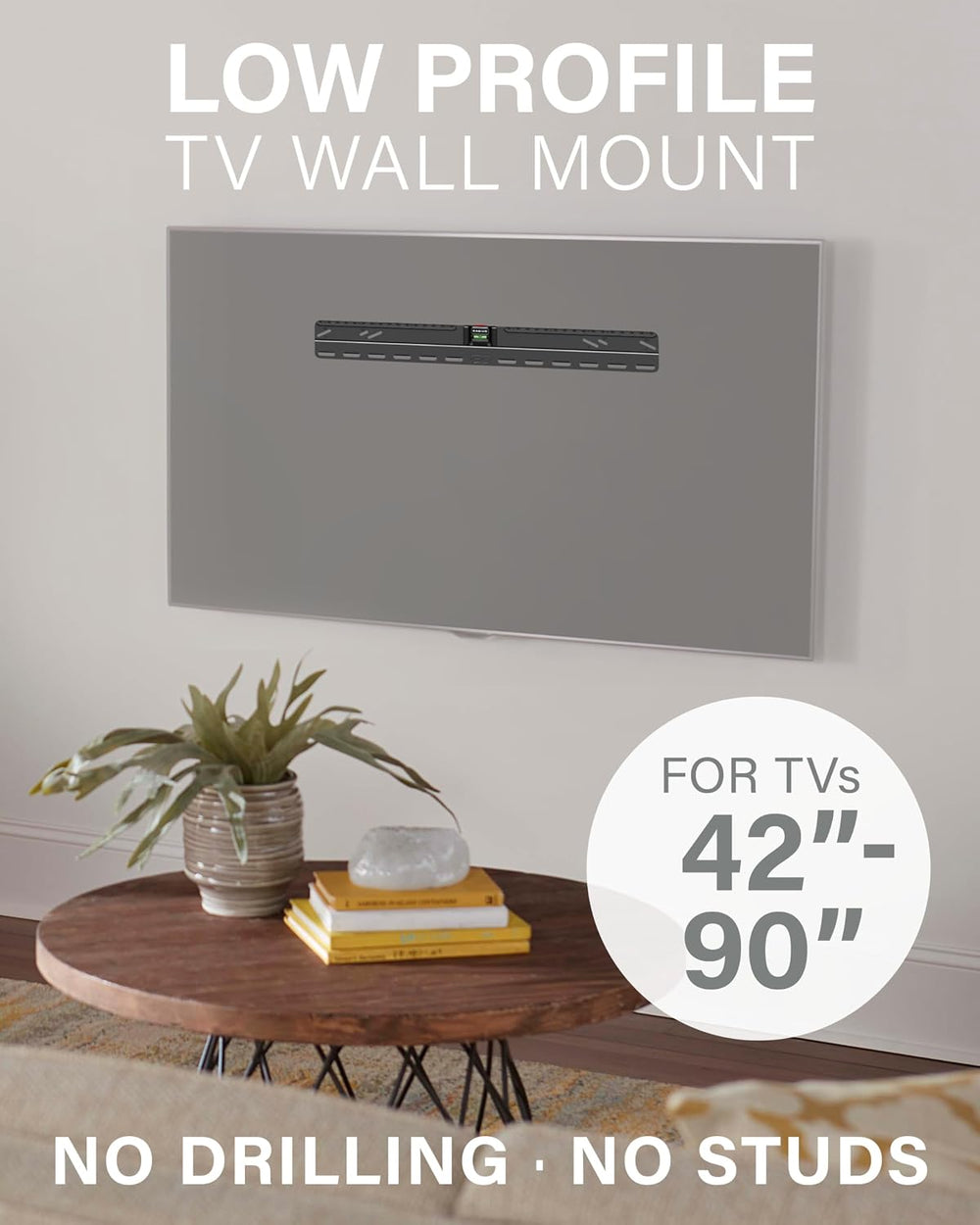 SANUS No Stud TV Wall Mount - Low Profile 42 to 90 inch TV Wall Mount with Ea...