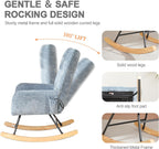 Rocking Chair Nursery, Comfy Modern Nursery Rocking Reading Chair Indoor, Cozy Upholstered Glider Rocker Chairs for Living Room Bedroom Offices, Sillas Mecedoras(Chenille, Blue)