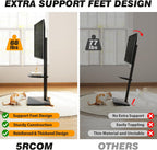 5Rcom Floor TV Stand with Mount for 32-60 inch TVs, Swivel and Height Adjustable Floor Standing TV Stands with Wood Base, Tall TV Stand with Shelf up to 88 lbs for Living Room, Bedroom and Corner