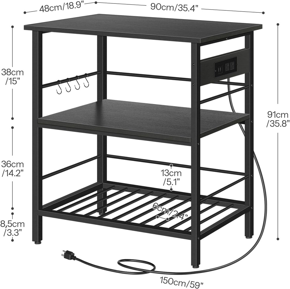 HOOBRO Kitchen Island with Storage, Kitchen Island Table with Power Outlet, 3...