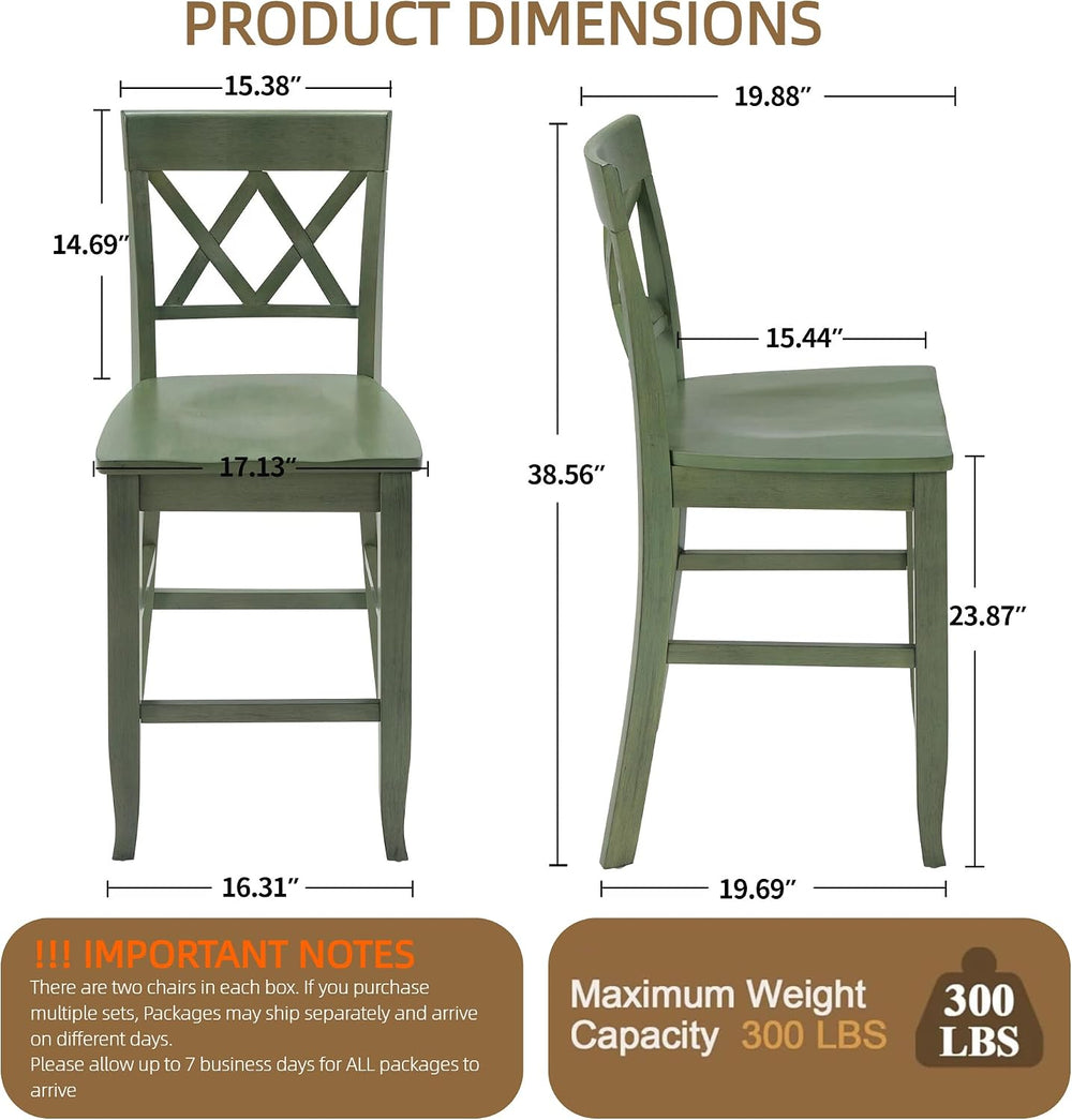 DUHOME 24'' Counter Height Barstools Set of 4, Wood Barstools with Fo...