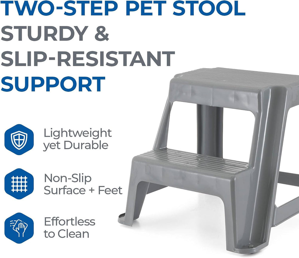 Gracious Living 16-Inch Tall Plastic 2-Step Stool, Gray, 4 Pack | Portable Du...