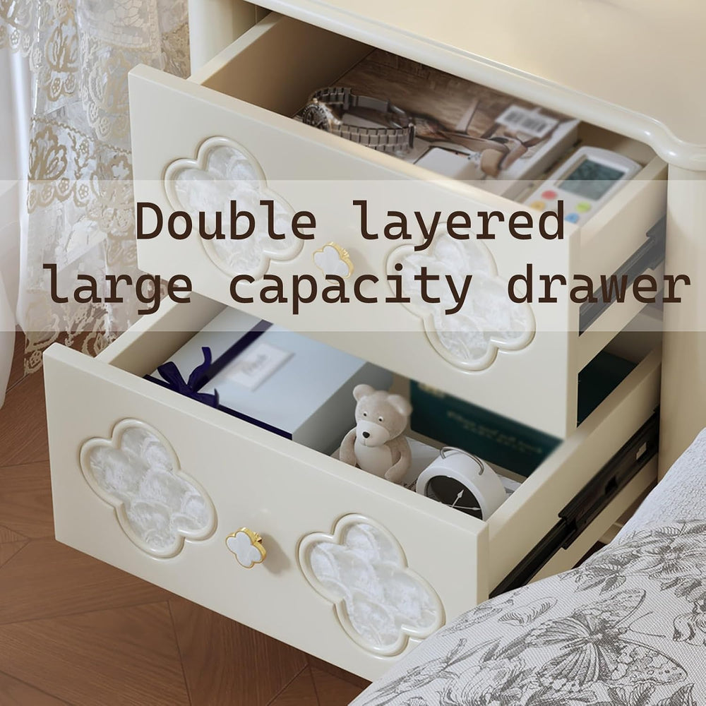 Nightstand with Patterned Drawers End Table with Metal Handle,Storage Cabinet...