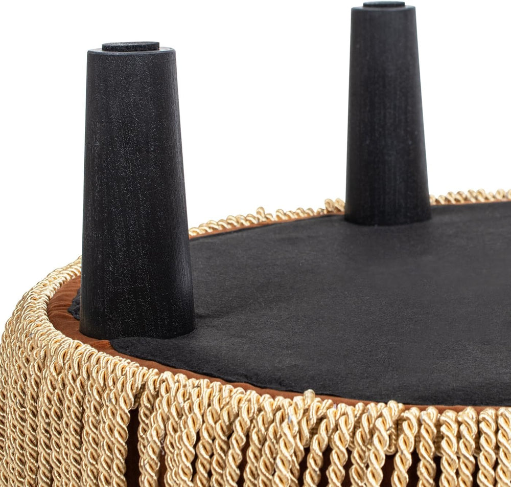 Jennifer Taylor Home Yolanda 24" Round Upholstered Accent Ottoman, Burnt...