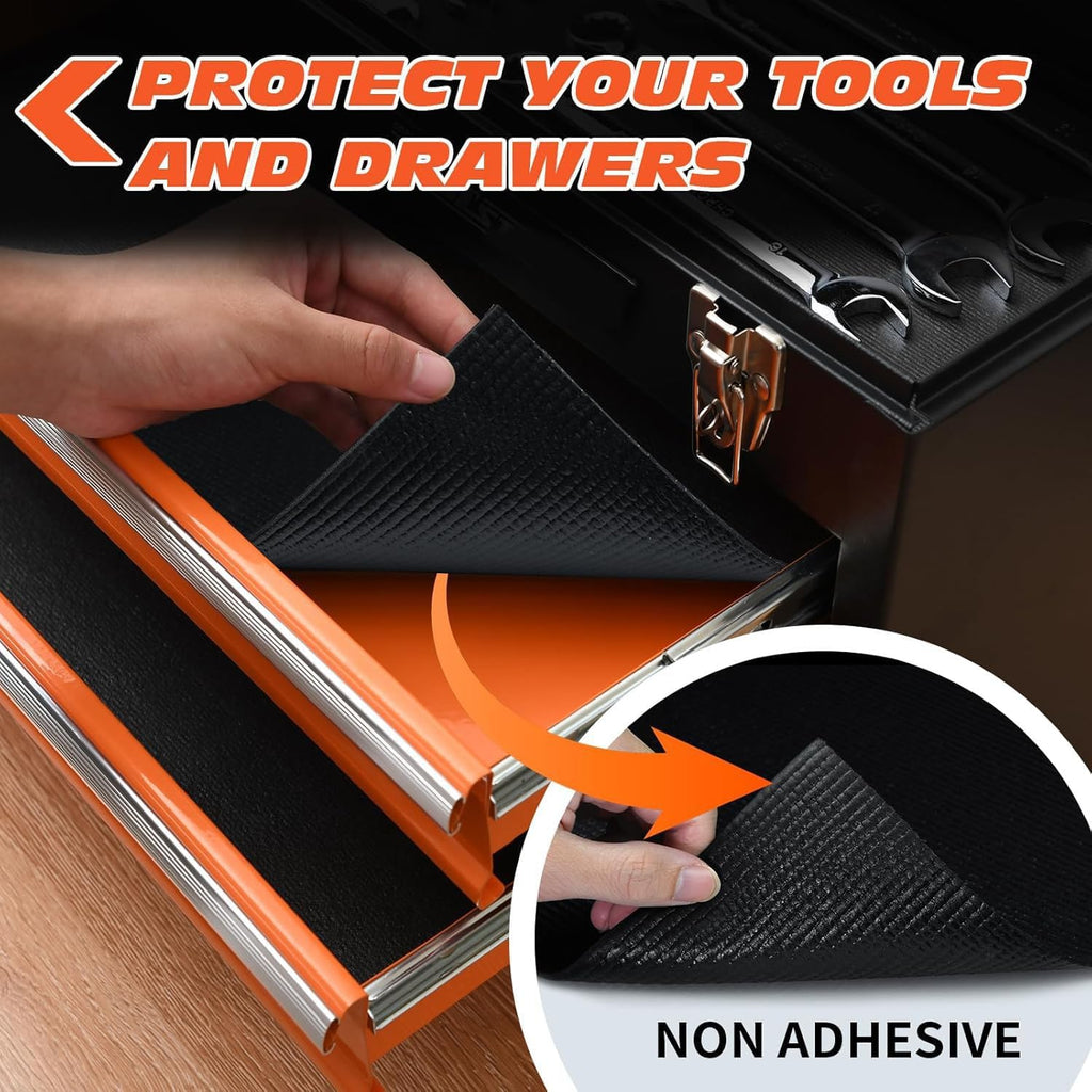 Professional Grade Tool Box Liner, Tool Box Drawer Liner 16 Ft X 16" | Black Toolbox Liner,PVC Toolbox Drawer Liners, Shelf Liner Non Slip Mat, Thick Foam Cabinet Liner