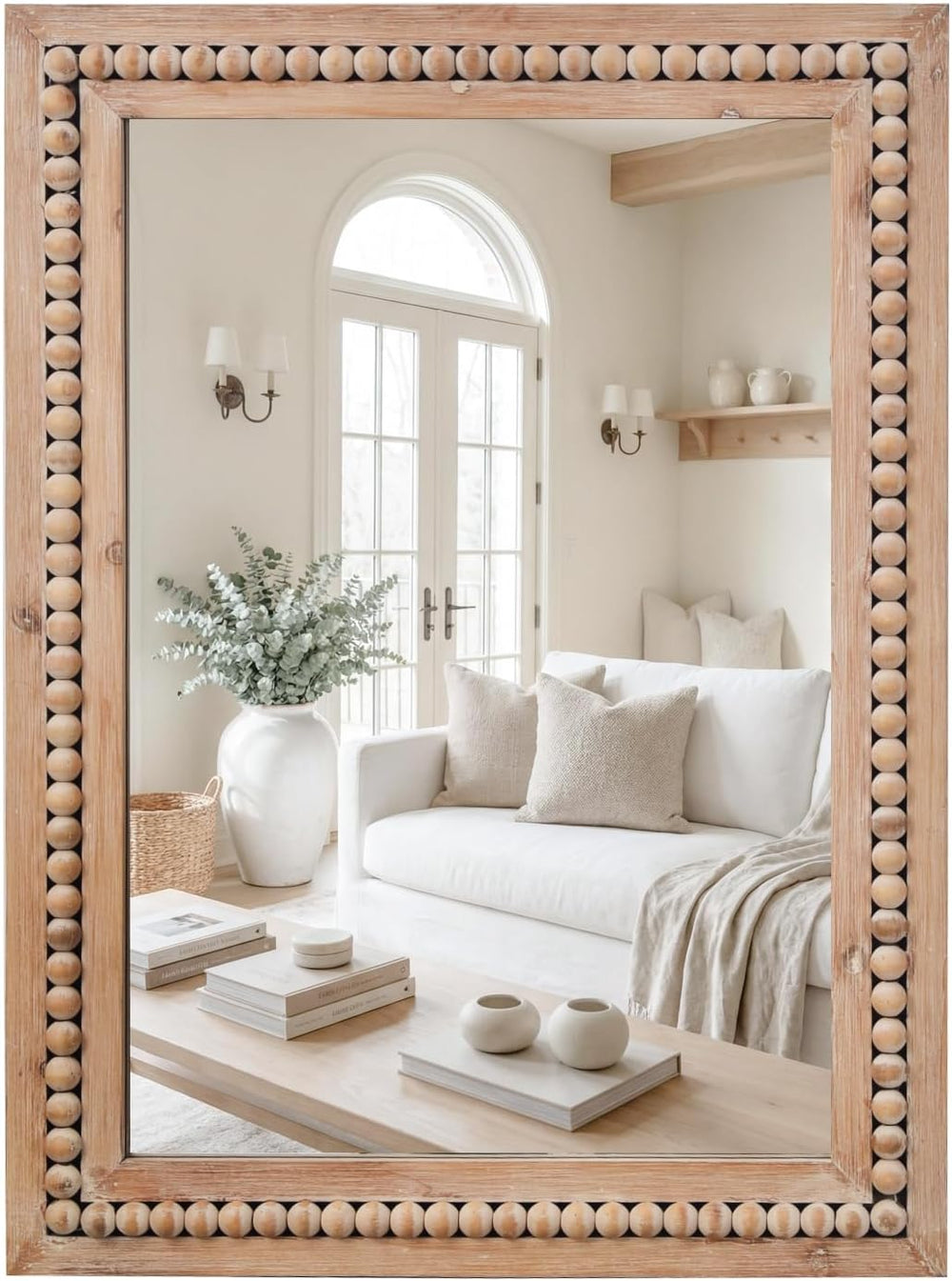 H HOMEWINS Rustic Wood Wall Mirror,Rectangle Bathroom Vanity Mirror