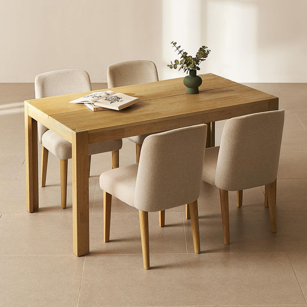 mopio Logan 5 Piece 4 Seater Upholstered Dining Table Set, Modern Farmhouse S...
