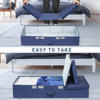 punemi Under Bed Storage Containers, 2 Pack Under Bed Organizer With Lids, Long Flat Stackable Clothes Storage Bins Large Underbed Storage, Organization and Storage Closet For Toys Blankets, Navy