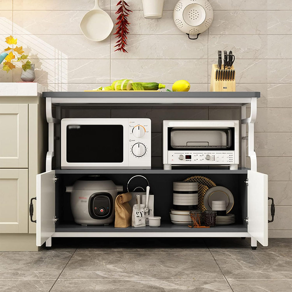 3 Tier Kitchen Rack with Side Hooks Microwave Stand and Utility Storage Shelf...