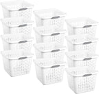 Sterilite Laundry Basket, Plastic Clothes Hamper, Large Square Bin with Comfort Grip Handles and Reinforced Rim, 1.5 Bushel Capacity, White, 12 Pack