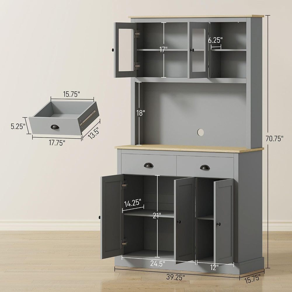 Pantry Cabinet 71-inch freestanding, Four Adjustable Shelves at Three Positio...