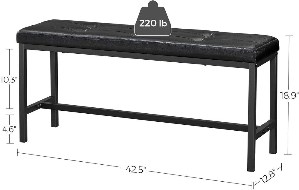VASAGLE Dining Table Bench, Ottoman Bench with PU Leather Padded Seat, Steel ...