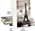 Decorative Books for Decor, Contemporary Faux PU Leather and Wooden Storage Boxes Set of 3, Vintage Keepsake Box for Home, Living Room, Shelves (Faith Hope Trust, Eiffel Tower, Paris)