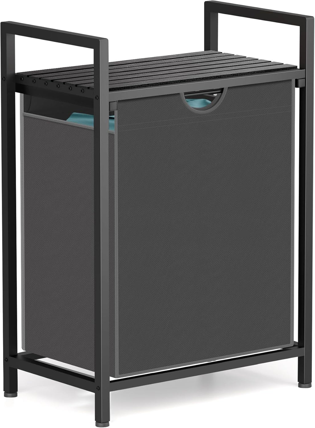 Laundry Sorter with Removable Bag, 16 Gallons Laundry Hamper with Adjustable Feet, Laundry Basket for Laundry Room, Bathroom and Bedroom(Grey and Charcoal Black)