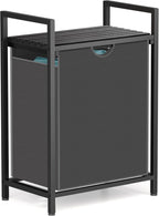 Laundry Sorter with Removable Bag, 16 Gallons Laundry Hamper with Adjustable Feet, Laundry Basket for Laundry Room, Bathroom and Bedroom(Grey and Charcoal Black)