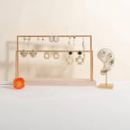 GemeShou wooden earring holder organizer for girls, maple stud earring display stand for boutique store, jewelry storage organizer shelf【maple stand-Two Tiers】