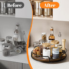 WOWBOX 9" Wood Lazy Susan Turntable Organizer for Cabinet, Pantry & Counter | Smooth 360° Rotation, Space-Saving Wooden Organizer for Spice Jars, Kitchen, Bathroom, Vanity & Tabletop