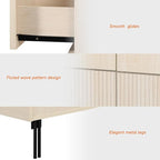 WAMPAT Fluted TV Stand for TVs up to 100 inchs, 3 in 1 Modern Entertainment Center with Storage Cabinets and 5 Drawers & 4 Doors, Wood Media TV Console Table with Storage for Living Room, Beige