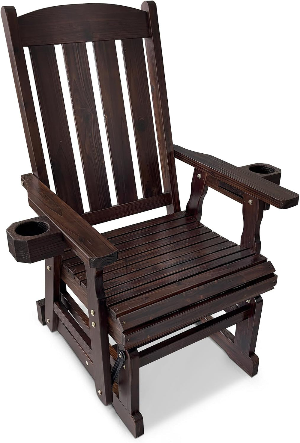 Fortune Candy Wooden Patio Glider for One Person, with High Back and Deep Con...
