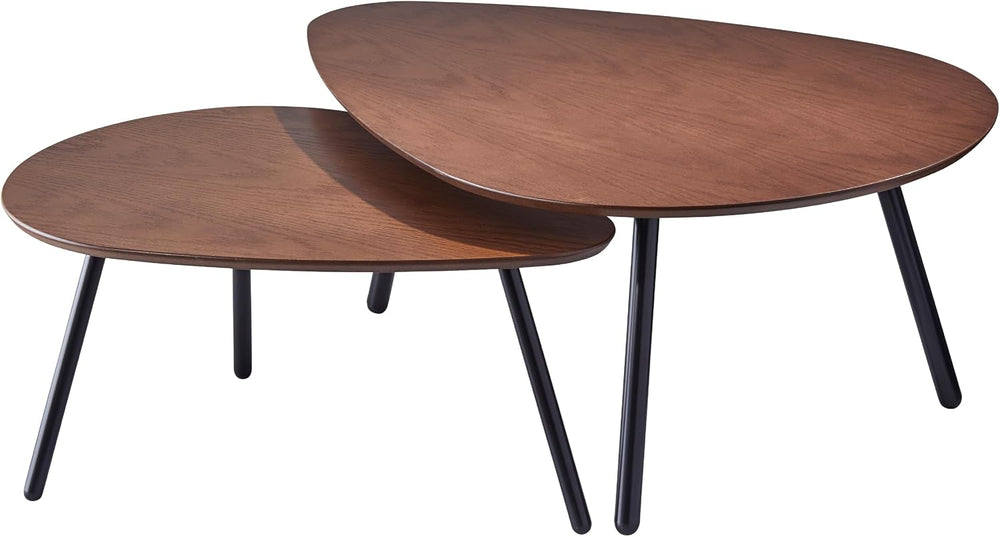Adesso Set of 2 Nesting Coffee Tables, Walnut Oak & Matte Black | Hendrix...