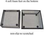 HAHIYO Stackable Mesh Tray Cup 6 x 6 x 2 inches Sturdy Container for Desk Drawer Organizer Collection for Home Office School kitchen Soft Foam Feet No Sharp Edges 2 Pack Black