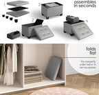 STORAGEBUD Storage Ottoman Cube with Small Bin, 16-in Square Ottoman with Storage for Living Room and Bedroom, Small Ottomans Foot Rest, Faux Leather Foot Stools Ottomans Max 330lbs, Light Grey