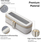 Aveniee Clear Makeup Brush Bag, Slim Brush Holder Cosmetic Case, Small Travel Toiletry Bag for Women, Thin Make up Bags with Zippers, Cute Travel Essentials Srorage Bag.Grey