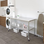 AmGood 30" x 72" Stainless Steel Work Table with Casters | Heavy Duty Metal Utility Table On Wheels | Kitchen Island Cart