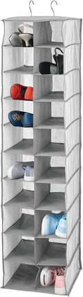 mDesign Soft Fabric Closet Organizer - Holds Shoes, Handbags, Clutches, Accessories - Large, 20 Shelf Over Rod Hanging Storage Unit - Gray