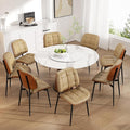 Dining Chairs Set of 8, Mid Century Modern Dining Room Chair, Upholstered Faux Leather Kitchen Chairs with Thick Cushion and Walnut Bentwood Back for Kitchen Dining Room, Khaki