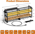 Large Power Tool Organizer with 8 Outlet Charging Station, Loads 600lbs, 4 Layer Heavy Duty Utility Rack Holds 8 Cordless Drills, Wall Mount Tool Battery Garage Storage Shelf, Gift for Men