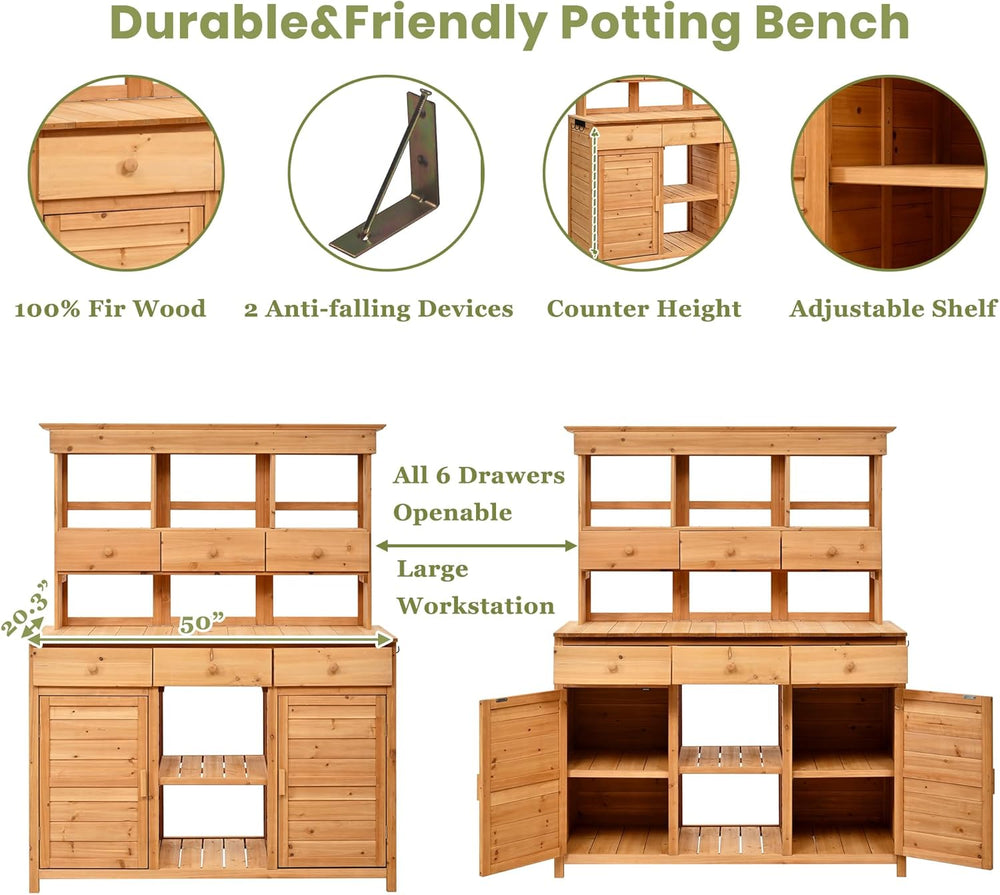 66" Durable Fir Wood Freestanding Storage Chest, Accent Cabinets with Mu...