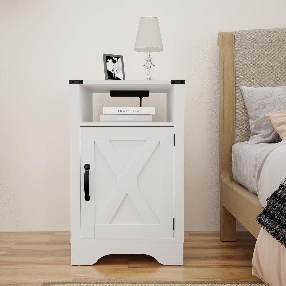 RoyalCraft Farmhouse Nightstand, White End Table for Bedroom | 25" Tall ...