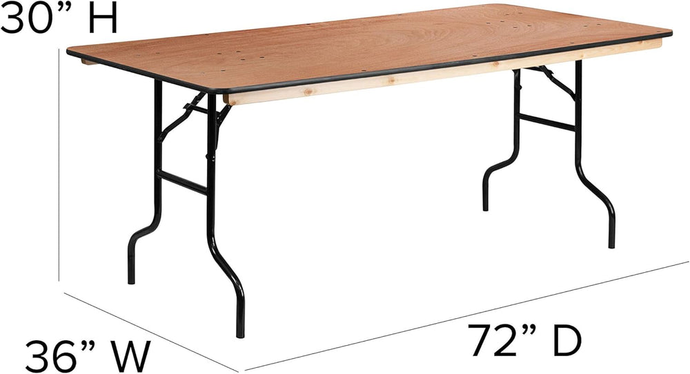 Flash Furniture 6 ft Folding Clear Coat Rectangular Banquet Table, Clear | Du...