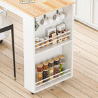 JassmiPkwy 78'' Rolling Kitchen Island with Extendable Dining Table for 4, Kitchen Islands on Wheels w/Pull Out Table, Drawer, 2-Tier Storage Shelf, Hooks, White