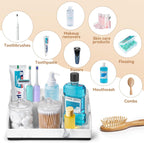 Marble Bathroom Countertop Organizer, Toothbrush Holders for Bathroom with 2PCS Qtip Holder Dispenser and Toothpaste Holder Drainage for Bathroom Accessories Organization Counter Vanity Storage