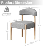 VKNOW Wooden Dining Chairs Set of 2, Modern Upholstered Dining Room Chairs with Rubberwood Legs and Curved Backrest, Fabric Kitchen Chairs for Farmhouse/Living Room/Dining Room, Gray