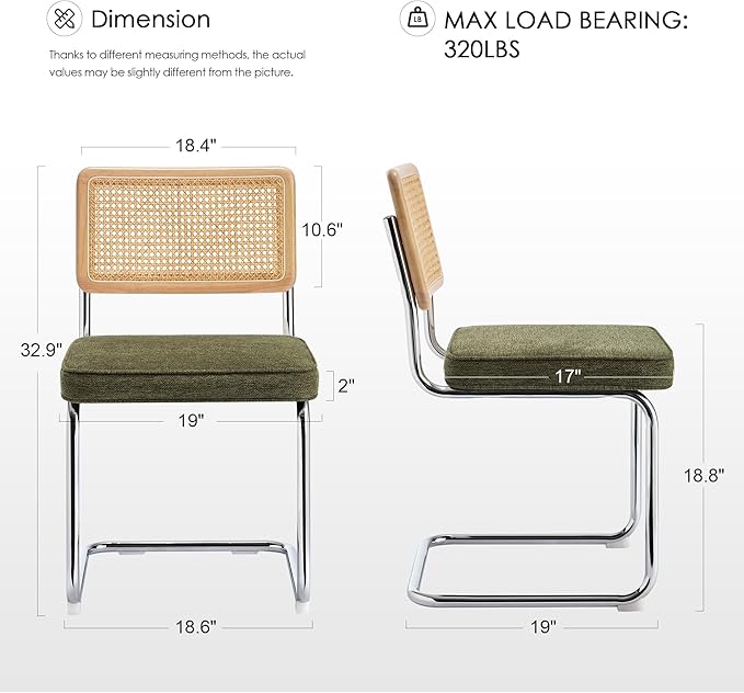 Zesthouse Natural Rattan Dining Chairs Set of 6, Mid Century Modern Dining Ch...