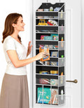 Over The Door Organizer Hanging - 6 Shelf Over Door Organizer with 6 Clear Front & 12 Side Pockets - 50LB Load Behind Storage for Closet Bedroom Bathroom Nursery Baby Essentials(Black)
