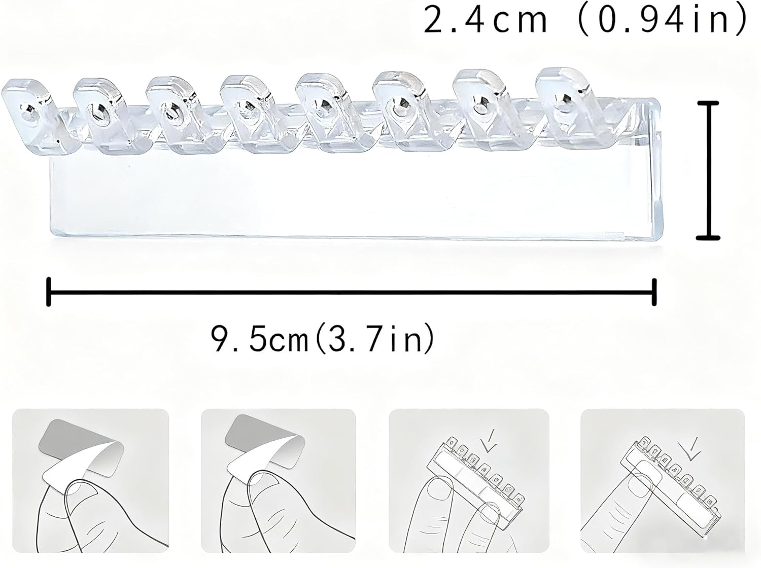 6 Pack Acrylic Necklace Hanger Wall Mounted Necklace Organizer Hanging Jewelry Organizer with 48Hooks for Necklaces, Earrings and Bracelets