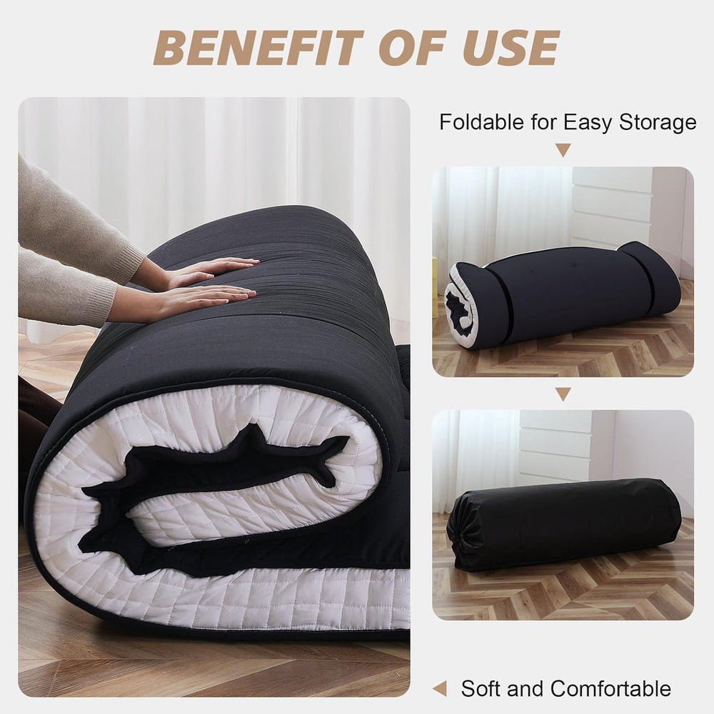 Japanese Floor Mattress - Extra Thick Foldable Twin Size Futon Mattress - Mem...